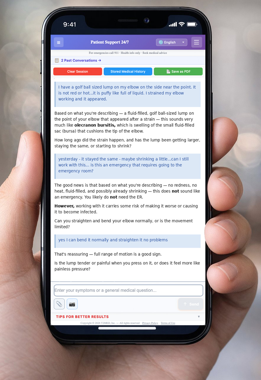 Patient Support 24/7 conversation on mobile phone